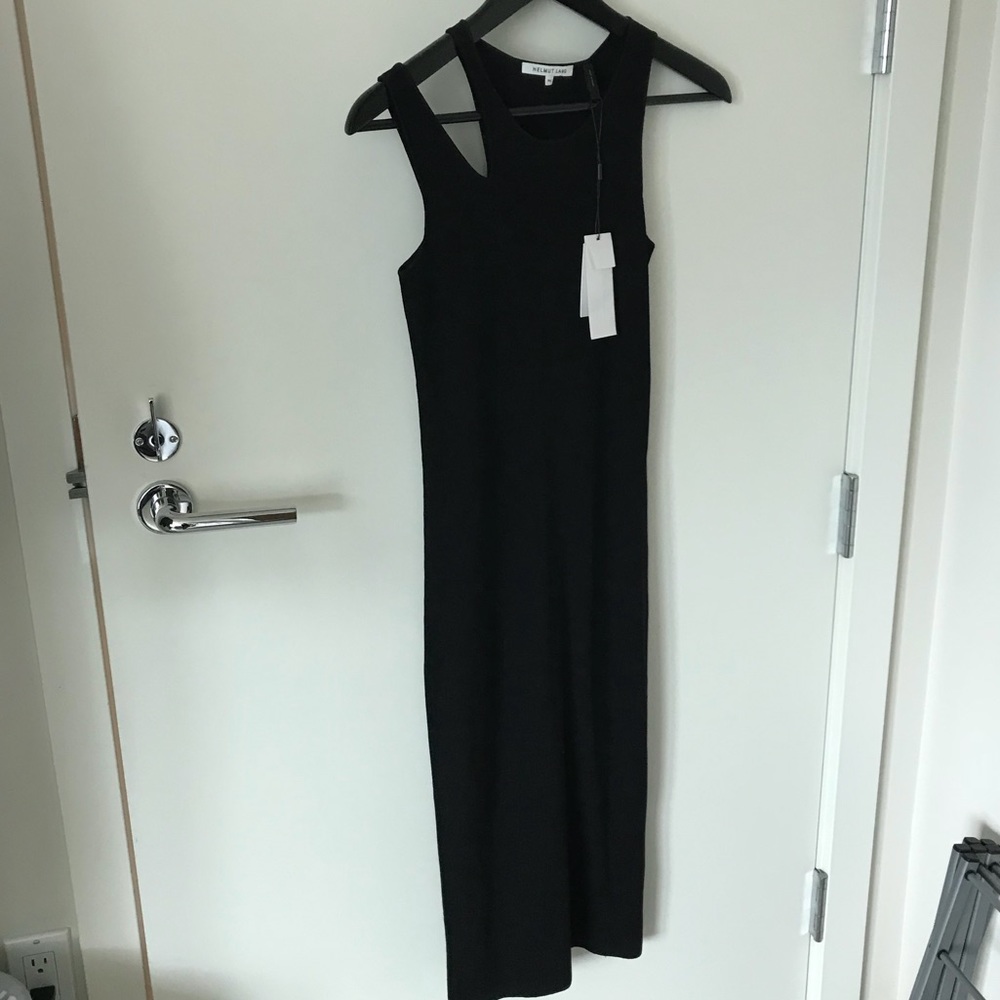 Helmut Lang Slash Rib-Knit Sleeveless Midi Dress